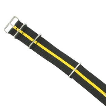 Sort-gul-sort nato urrem 18-22 mm med spænder af blankt stål